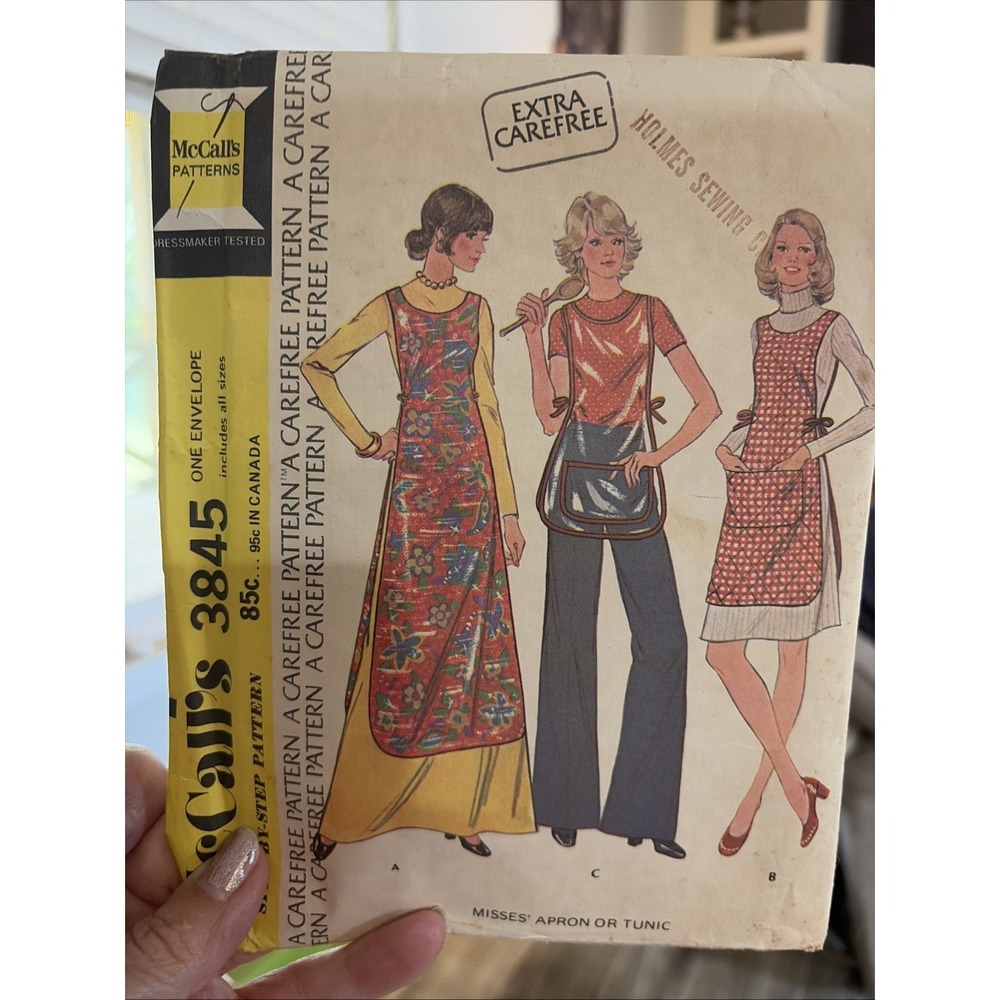 Vtg McCall's 3845 Kitchen Workshop Apron Tunic Pattern 3 Lengths All Sizes 1973
